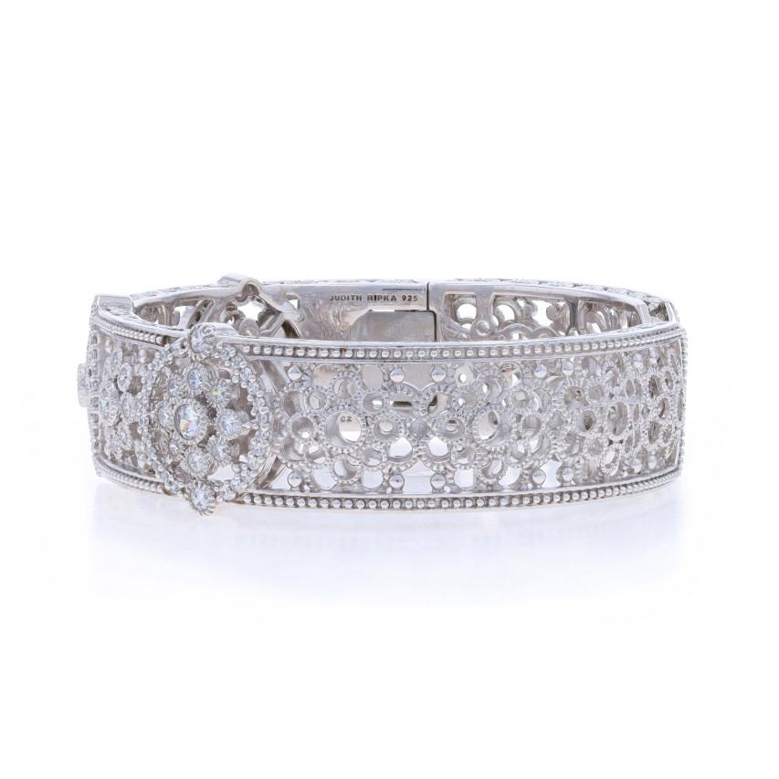 Judith Ripka Cubic Zirconia Hinged Cuff Bracelet 7