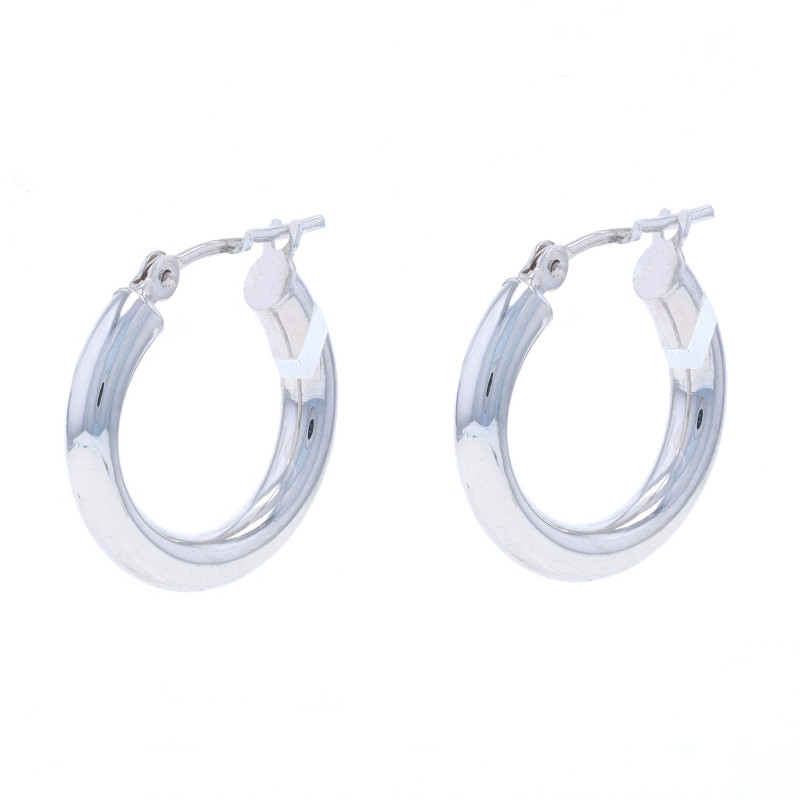 White Gold Hoop Earrings - 14k Israel Pierced - Wilson Brothers