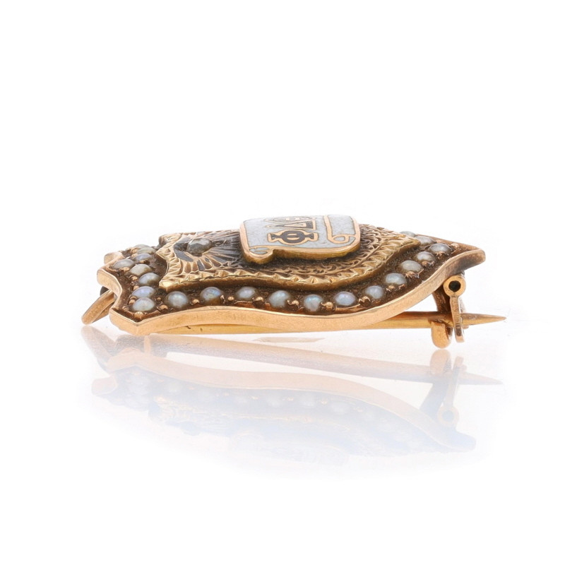 Yellow Gold Phi Delta Theta Badge - 18k Diamond 1885 Antique
