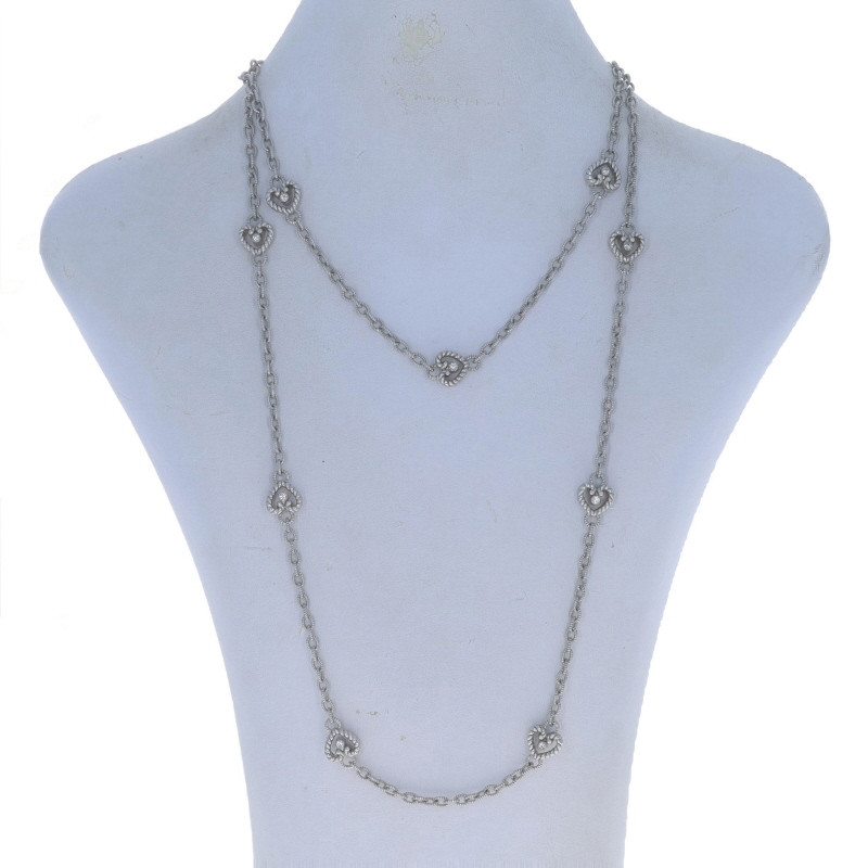 Judith Ripka Cubic Zirconia Heart Station Necklace 35 1/2