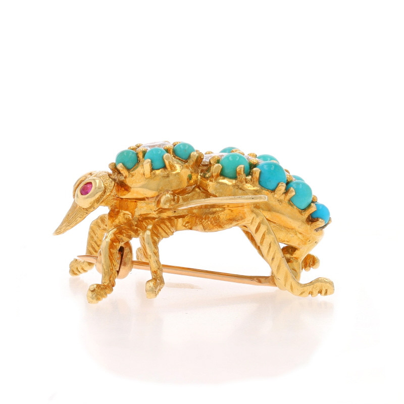 Cartier Diamond Turquoise Ruby Vintage Bee Brooch -Yellow Gold 18k
