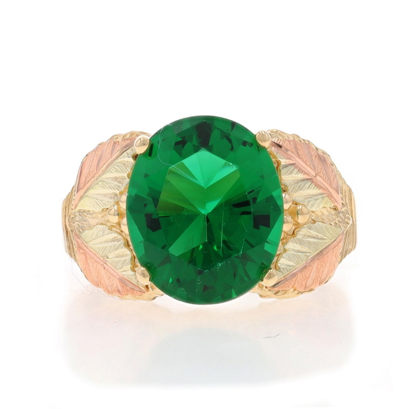 Coleman Co. Black Hills Gold Green Cubic Zirconia Solitaire Ring