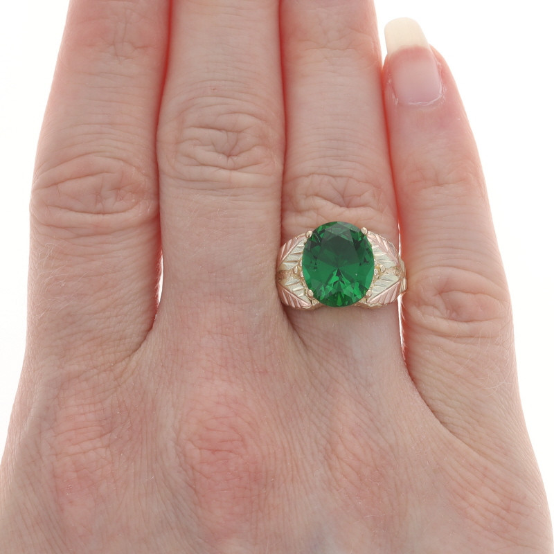 Coleman Co. Black Hills Gold Green Cubic Zirconia Solitaire Ring