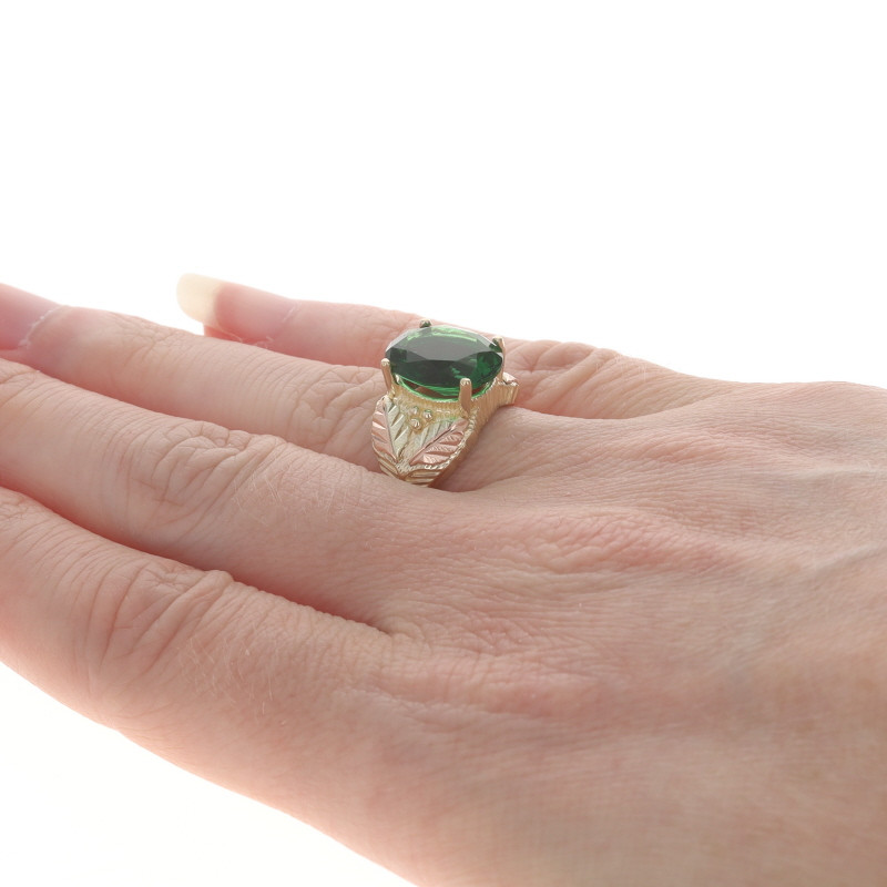 Coleman Co. Black Hills Gold Green Cubic Zirconia Solitaire Ring