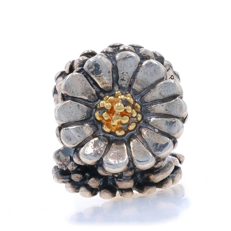 Trollbeads Daisy Charm - Sterling Silver 925 Yellow Gold 18k