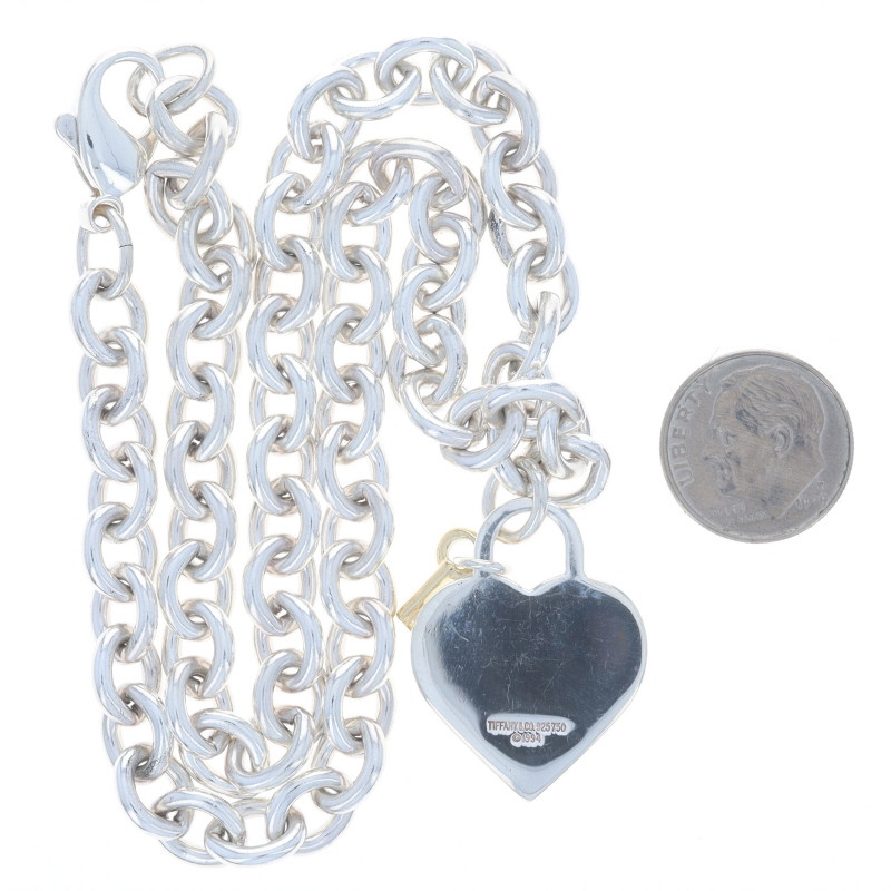 Tiffany & Co. Heart Padlock Key Pendant Necklace 16