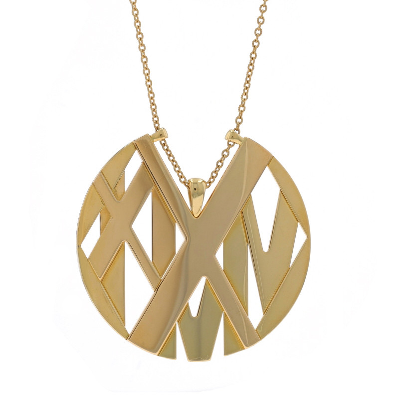 Tiffany & Co. Atlas Large Disc Pendant Necklace 36 1/4