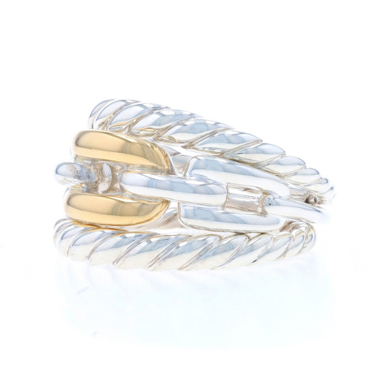 David Yurman Wellesley Chain Link Statement Band - 925 18k SZ 7