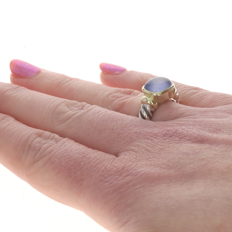 David Yurman Noblesse Blue Chalcedony Solitaire Ring Sterling 925