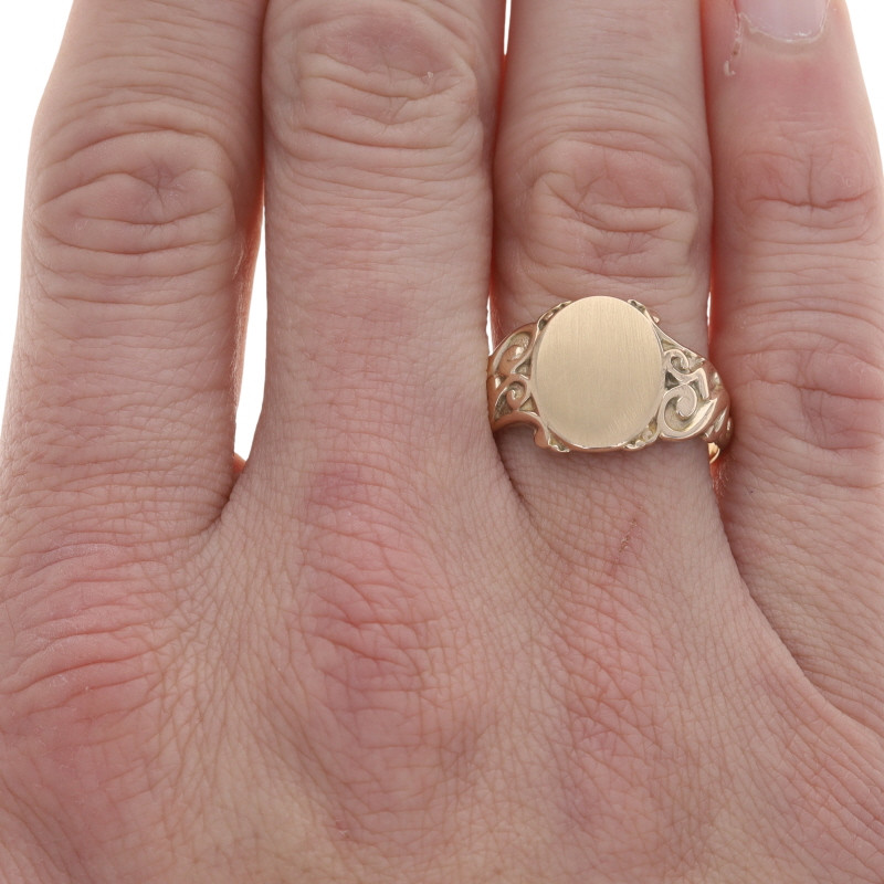 Yellow Gold Art Deco Signet Bypass Men's Ring - 10k Vintage