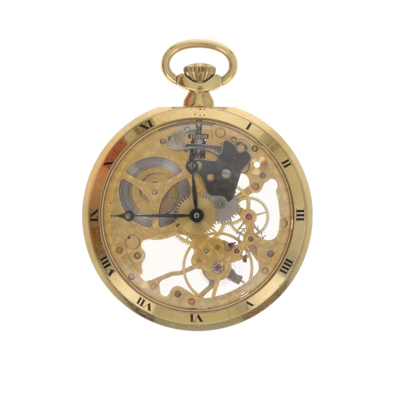 Colibri Skeleton Incabloc Open Face Men's Pocket Watch - Gold