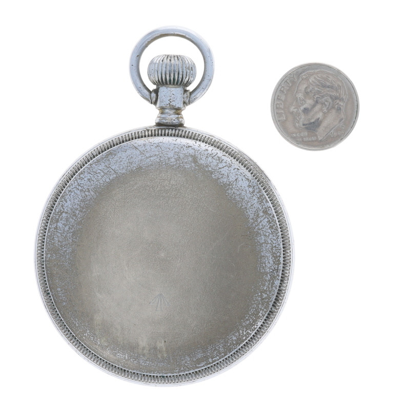 Waltham Premier Military Open Face Pocket Watch - Silver Toned