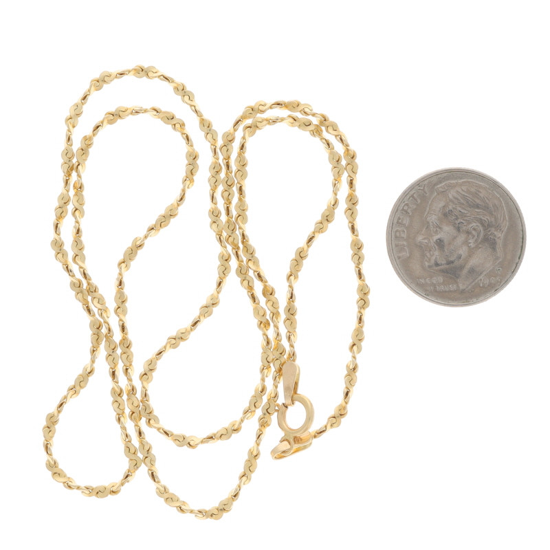 Yellow Gold Twisted Serpentine Chain Necklace 18