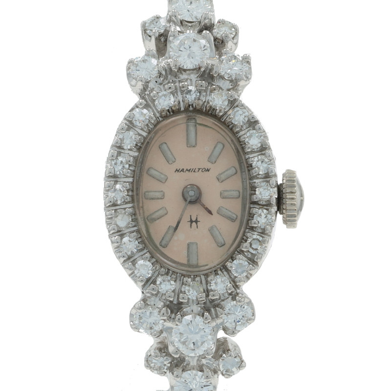 Hamilton Diamond Vintage Ladies Watch - White Gold 14k Manual