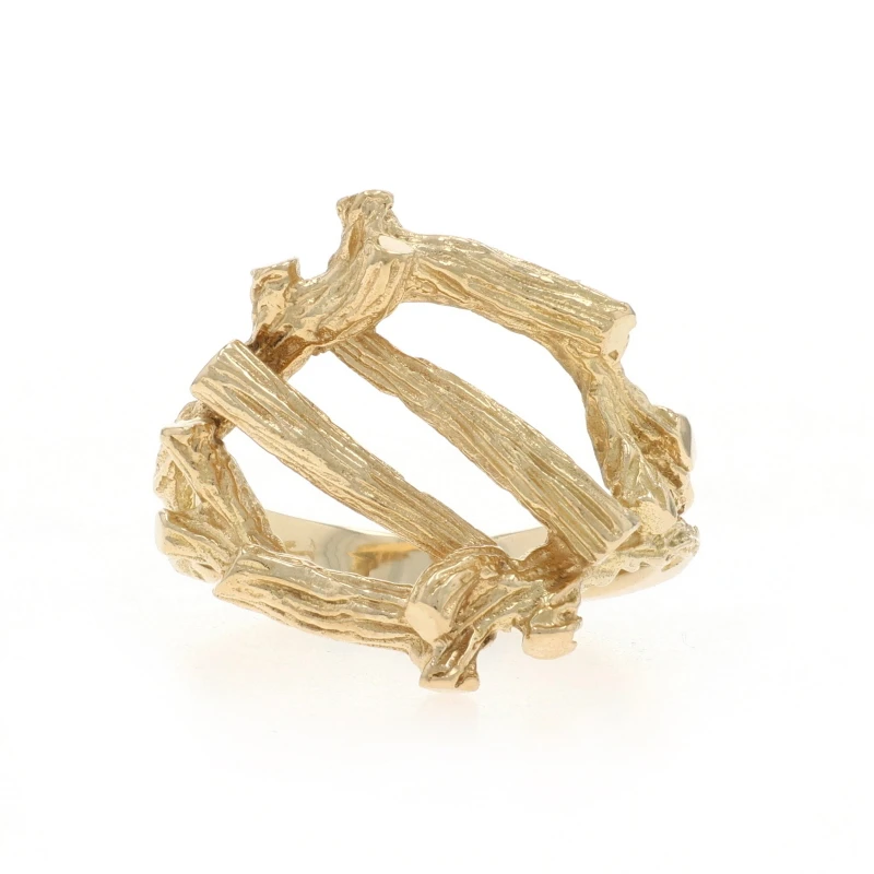 Yellow Gold Vintage Woven Tree Branch Statement Ring - 18k Nature