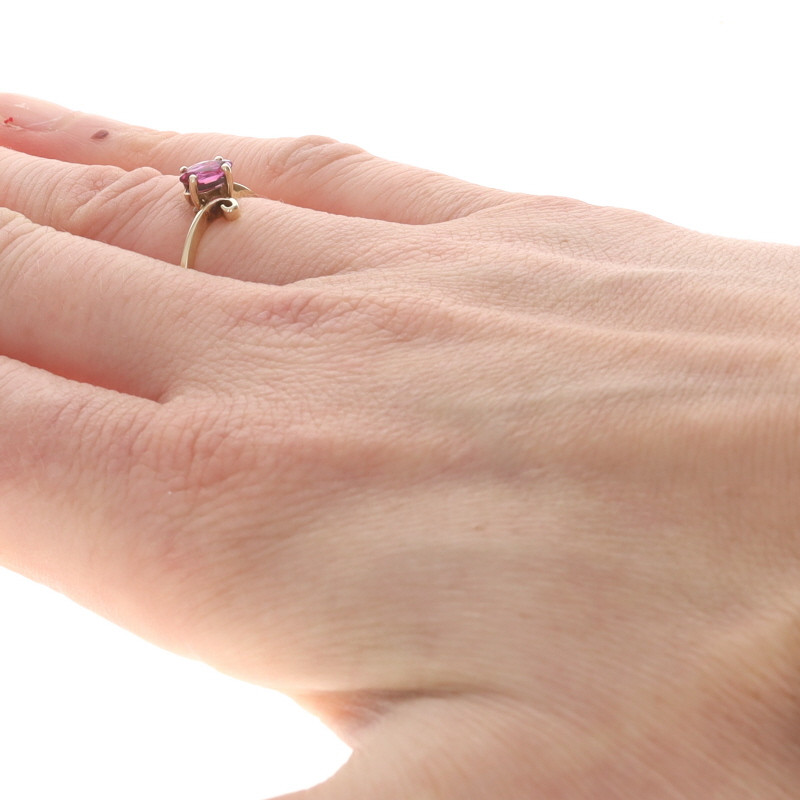 ルビーページ Yellow Gold Ruby Diamond Ring - 10k Marquise .32ctw Scroll