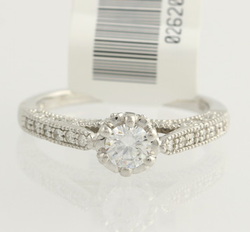 NEW Semi-Mount Engagement Ring - 14k White Gold 4.3-5mm Center .33ctw NEW Semi-Mount Engagement Ring - 14k White Gold 4.3-5mm Center .33ctw