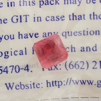 3.23ct Loose Genuine Rhodocrosite Gemstone - Orangy Pink Square Fancy