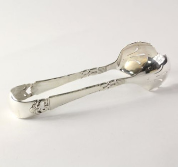 Frigast Serving Tongs - Sterling Silver Denmark Utensil Rounded Polished 131.7g Frigast Serving Tongs - Sterling Silver Denmark Utensil Rounded Polished 131.7g
