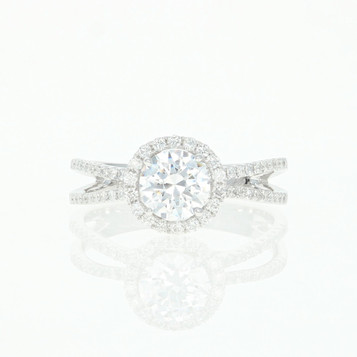 NEW Semi-Mount Halo Engagement Ring - 18k Gold for 6-6.5mm Solitaire .47ctw NEW Semi-Mount Halo Engagement Ring - 18k Gold for 6-6.5mm Solitaire .47ctw