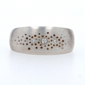 New Bastian Inverun Diamond Dust Ring - Satin Brushed Sterling Silver 7.75 Band New Bastian Inverun Diamond Dust Ring - Satin Brushed Sterling Silver 7.75 Band