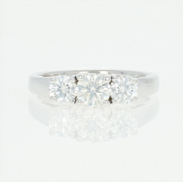 Three-Stone Diamond Engagement Ring - 14k White Gold Ideal 1.15ctw Three-Stone Diamond Engagement Ring - 14k White Gold Ideal 1.15ctw