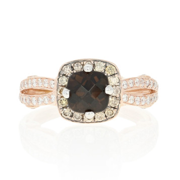 Le Vian Smoky Quartz & Diamond Halo Ring - 14k Rose Gold Cushion 1.20ctw Le Vian Smoky Quartz & Diamond Halo Ring - 14k Rose Gold Cushion 1.20ctw