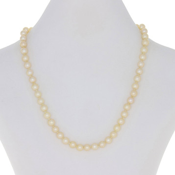 Cultured Pearl & Diamond Necklace 15 1/2" - 18k Gold Knotted Strand Cultured Pearl & Diamond Necklace 15 1/2" - 18k Gold Knotted Strand