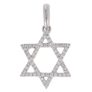 NEW .10ctw Round Brilliant Diamond Star of David Pendant - 14k White Gold Faith NEW .10ctw Round Brilliant Diamond Star of David Pendant - 14k White Gold Faith