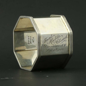 Gorham Napkin Ring - Sterling Silver B3100 Hollowware Engraved 1909 Octagon Gorham Napkin Ring - Sterling Silver B3100 Hollowware Engraved 1909 Octagon