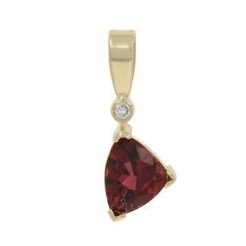 NEW 2.02ctw Trillion Cut Tourmaline & Diamond Pendant 14k Yellow Gold Custom NEW 2.02ctw Trillion Cut Tourmaline & Diamond Pendant 14k Yellow Gold Custom