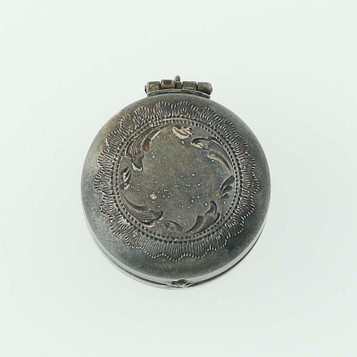 Antique Solid Perfume Case - Sterling Silver Ornate Engravable Charm Trinket Antique Solid Perfume Case - Sterling Silver Ornate Engravable Charm Trinket