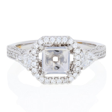 NEW Semi-Mount Halo Engagement Ring - 14k Gold Fits 6mm Center w/Diamonds .90ctw NEW Semi-Mount Halo Engagement Ring - 14k Gold Fits 6mm Center w/Diamonds .90ctw