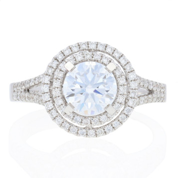 NEW Semi-Mount Halo Engagement Ring 14k Gold Fits 6.5mm Center w/Diamonds .33ctw NEW Semi-Mount Halo Engagement Ring 14k Gold Fits 6.5mm Center w/Diamonds .33ctw
