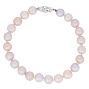 NEW Cultured Pearl Bracelet 7" - 14k White Gold Knotted Strand NEW Cultured Pearl Bracelet 7" - 14k White Gold Knotted Strand