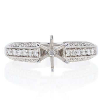 NEW Semi-Mount Engagement Ring - 14k Gold for 6.5mm Center Milgrain w/ Diamonds NEW Semi-Mount Engagement Ring - 14k Gold for 6.5mm Center Milgrain w/ Diamonds