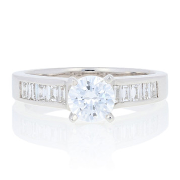 NEW Semi-Mount Engagement Ring - 18k Gold for 6mm Center w/ Baguette Diamonds NEW Semi-Mount Engagement Ring - 18k Gold for 6mm Center w/ Baguette Diamonds
