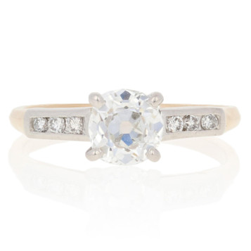 .84ctw Mine Cut Diamond Art Deco Engagement Ring 14k Gold & Platinum GIA Vintage .84ctw Mine Cut Diamond Art Deco Engagement Ring 14k Gold & Platinum GIA Vintage