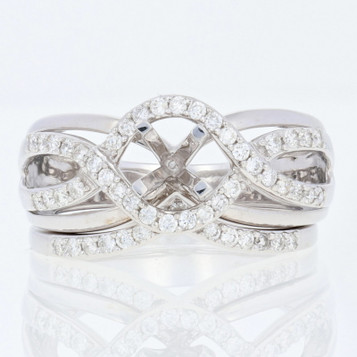 NEW Semi-Mount Engagement Ring & Wedding Band - 14k Gold 5mm Center Halo .50ctw NEW Semi-Mount Engagement Ring & Wedding Band - 14k Gold 5mm Center Halo .50ctw