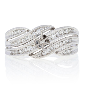 NEW Semi-Mount Ring 14k Gold for 5.5mm Center Milgrain Bypass Diamonds .33ctw NEW Semi-Mount Ring 14k Gold for 5.5mm Center Milgrain Bypass Diamonds .33ctw