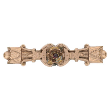 .13ct Round Cut Garnet Victorian Brooch - Gold Filled Antique Women's Pin .13ct Round Cut Garnet Victorian Brooch - Gold Filled Antique Women's Pin