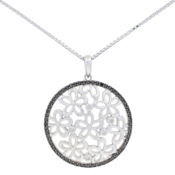 NEW .33ctw Single Cut Diamond Pendant Necklace Sterling Halo Flowers Adjustable NEW .33ctw Single Cut Diamond Pendant Necklace Sterling Halo Flowers Adjustable
