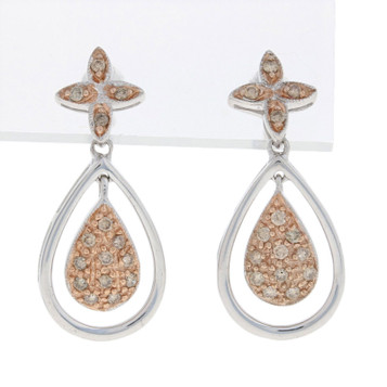 NEW .33ctw Round Brilliant Diamond Earrings Sterling Gold Plated Pierced Dangles NEW .33ctw Round Brilliant Diamond Earrings Sterling Gold Plated Pierced Dangles
