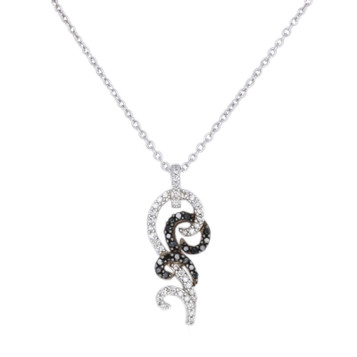NEW .33ctw Round Cut Diamond Pendant Necklace - Sterling Scrollwork Adjustable NEW .33ctw Round Cut Diamond Pendant Necklace - Sterling Scrollwork Adjustable