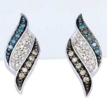 NEW .33ctw Single & Round Brilliant Diamond Earrings Sterling Pierced Short Drop NEW .33ctw Single & Round Brilliant Diamond Earrings Sterling Pierced Short Drop