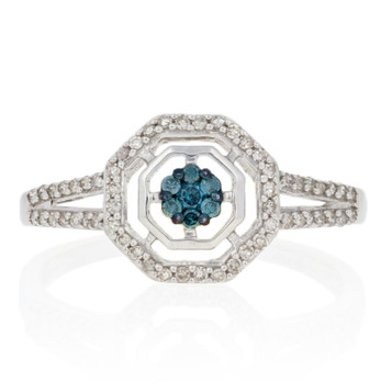NEW .33ctw Round Brilliant & Single Cut Diamond Ring Sterling Halo Cluster NEW .33ctw Round Brilliant & Single Cut Diamond Ring Sterling Halo Cluster