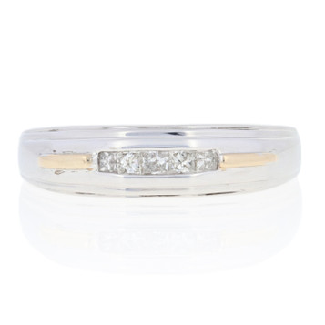 NEW .25ctw Princess Cut Diamond Wedding Band - Sterling & 10k Gold Men's Ring NEW .25ctw Princess Cut Diamond Wedding Band - Sterling & 10k Gold Men's Ring