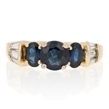 2.76ctw Round Cut Sapphire & Diamond Ring - 14k Yellow Gold Engagement 2.76ctw Round Cut Sapphire & Diamond Ring - 14k Yellow Gold Engagement