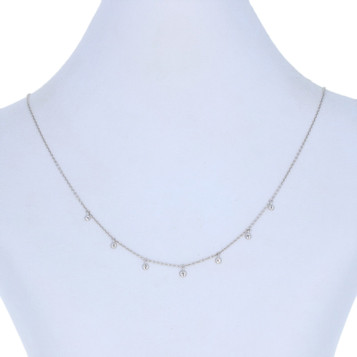 NEW 1/6ctw Round Brilliant Diamond Necklace - Sterling Silver Adjustable Cable NEW 1/6ctw Round Brilliant Diamond Necklace - Sterling Silver Adjustable Cable