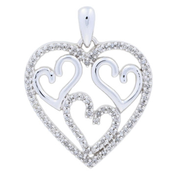NEW .33ctw Single Cut Diamond Pendant - Sterling Silver Hearts NEW .33ctw Single Cut Diamond Pendant - Sterling Silver Hearts